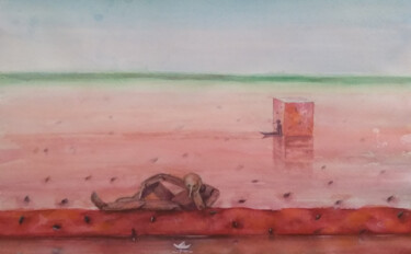 Painting titled "Melancholy" by Aleksandr Tkachenko, Original Artwork, Watercolor