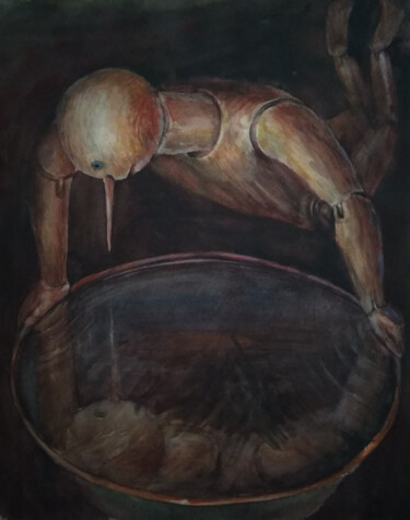 Painting titled "Narcissus" by Aleksandr Tkachenko, Original Artwork, Watercolor