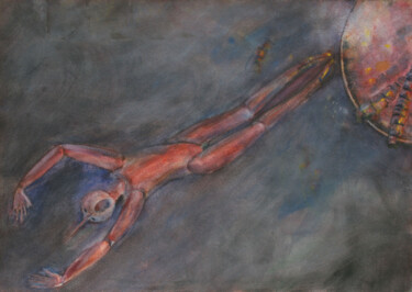 Painting titled "Icarus" by Aleksandr Tkachenko, Original Artwork, Watercolor
