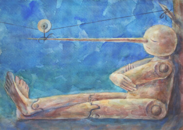 Pintura titulada "Autotraining" por Aleksandr Tkachenko, Obra de arte original, Acuarela