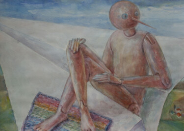 Malerei mit dem Titel "On a magic carpet" von Aleksandr Tkachenko, Original-Kunstwerk, Aquarell