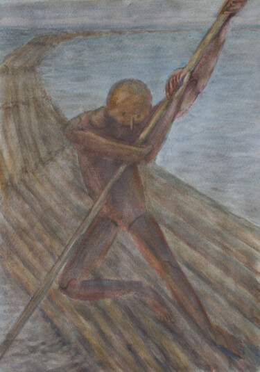 Painting titled "Charon" by Aleksandr Tkachenko, Original Artwork, Watercolor