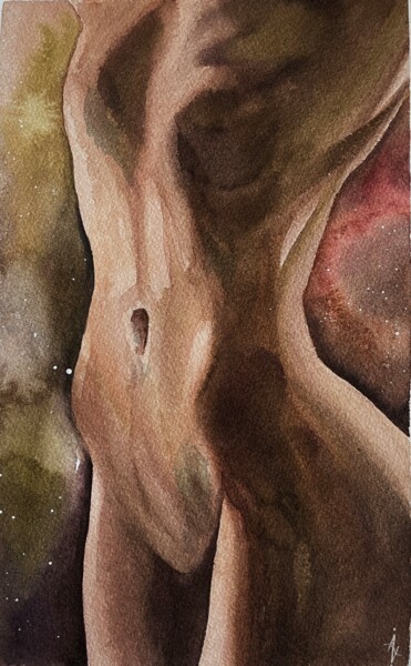 Painting titled "Feminine body, part…" by Aleksandra Antonova, Original Artwork, Watercolor