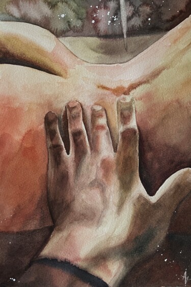 Painting titled "Touch" by Aleksandra Antonova, Original Artwork, Watercolor