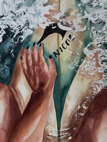 Painting titled "Surf" by Aleksandra Antonova, Original Artwork, Watercolor