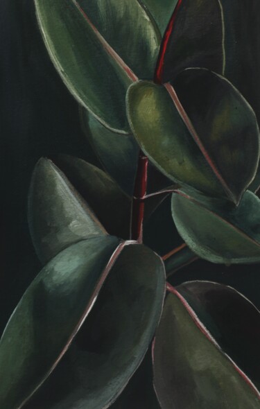 Painting titled "Ficus from Malaysia" by Aleksandra Antonova, Original Artwork, Gouache