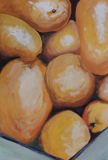 Schilderij getiteld "Mangoes from America" door Aleksandra Antonova, Origineel Kunstwerk, Gouache