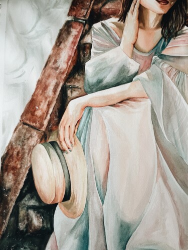 Painting titled "Silent moment" by Aleksandra Antonova, Original Artwork, Watercolor