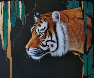 Painting titled "Tiger" by Aleksandra Aurelli, Original Artwork, Acrylic