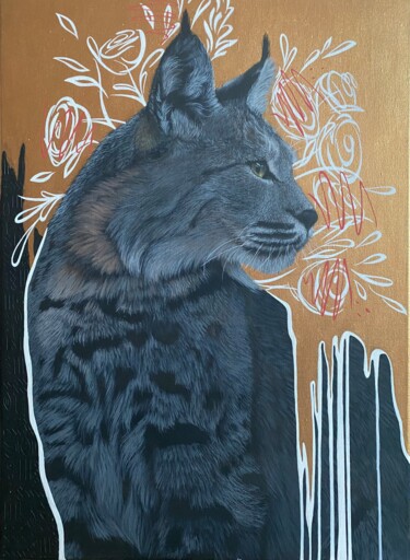 Картина под названием "Lynx" - Aleksandra Aurelli, Подлинное произведение искусства, Акрил