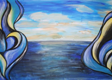 Malerei mit dem Titel "Calm ocean" von Aleksandra Cherepanova, Original-Kunstwerk, Acryl