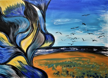 Painting titled "Seagulls" by Aleksandra Cherepanova, Original Artwork, Acrylic