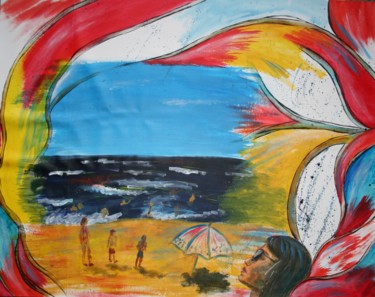Schilderij getiteld "Weekend on the beach" door Aleksandra Cherepanova, Origineel Kunstwerk, Acryl