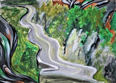 Malerei mit dem Titel "NJ Road" von Aleksandra Cherepanova, Original-Kunstwerk, Acryl