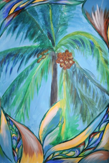 Pintura intitulada "Coconut palm" por Aleksandra Cherepanova, Obras de arte originais, Acrílico