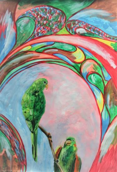 Pintura intitulada "Parrots" por Aleksandra Cherepanova, Obras de arte originais, Acrílico