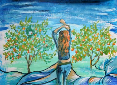 Картина под названием "Orange garden" - Aleksandra Cherepanova, Подлинное произведение искусства, Акрил