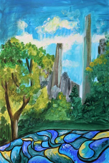 Pittura intitolato "Central park" da Aleksandra Cherepanova, Opera d'arte originale, Acrilico