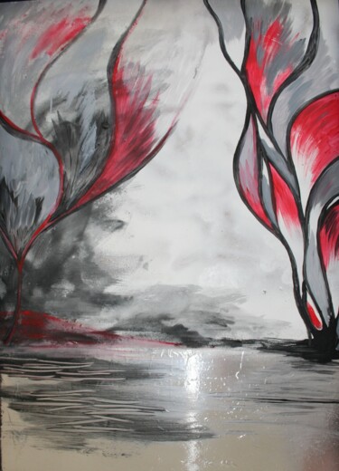 Schilderij getiteld "Trees before Hallow…" door Aleksandra Cherepanova, Origineel Kunstwerk, Acryl