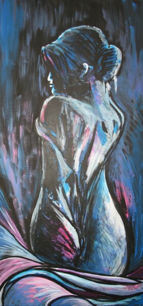 Картина под названием "Night" - Aleksandra Cherepanova, Подлинное произведение искусства, Акрил Установлен на Деревянная рам…
