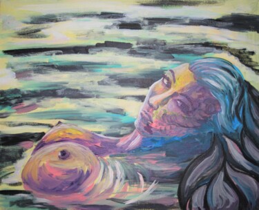 Painting titled "In water" by Aleksandra Cherepanova, Original Artwork, Acrylic Mounted on Wood Stretcher frame