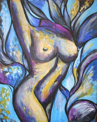 绘画 标题为“Smell of lavender” 由Aleksandra Cherepanova, 原创艺术品, 丙烯 安装在木质担架架上
