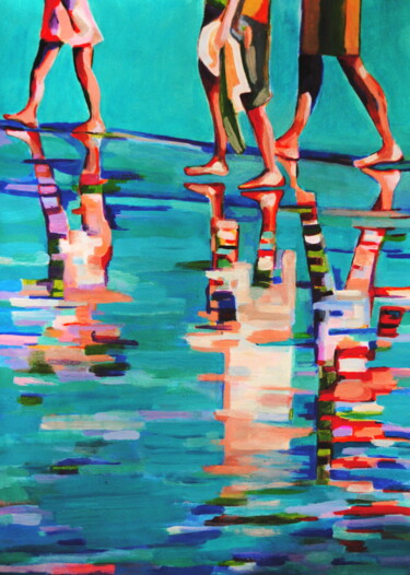 Painting titled "Water reflection" by Alexandra Djokic, Original Artwork, Acrylic