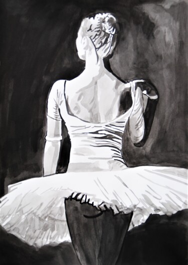 Rysunek zatytułowany „Ballerina” autorstwa Alexandra Djokic, Oryginalna praca, Atrament
