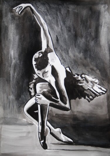 Dessin intitulée "Ballerina , black a…" par Alexandra Djokic, Œuvre d'art originale, Encre