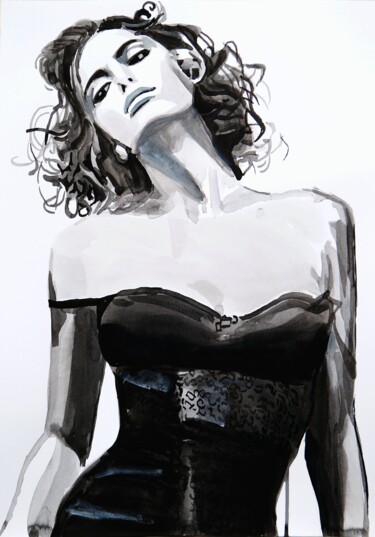 Рисунок под названием "Young model" - Alexandra Djokic, Подлинное произведение искусства, Чернила