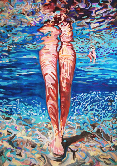 Painting titled "Water reflection" by Alexandra Djokic, Original Artwork, Acrylic