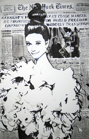 Dibujo titulada "Audrey Hepburn " por Alexandra Djokic, Obra de arte original, Tinta