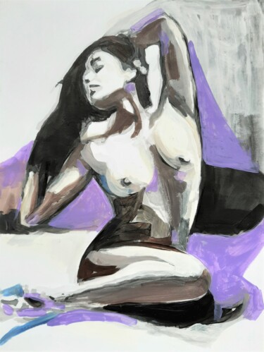Peinture intitulée "Nude 5 " par Alexandra Djokic, Œuvre d'art originale, Encre