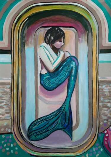 Painting titled "Little Mermaid " by Alexandra Djokic, Original Artwork, Acrylic