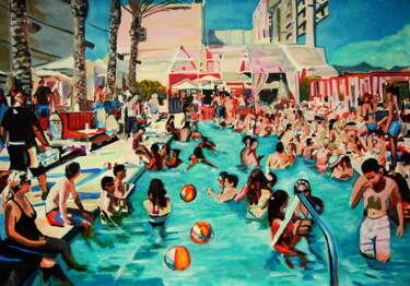 Painting titled "Pool party " by Alexandra Djokic, Original Artwork, Acrylic