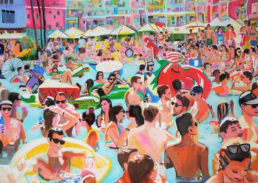 Painting titled "Pool Party III " by Alexandra Djokic, Original Artwork, Acrylic