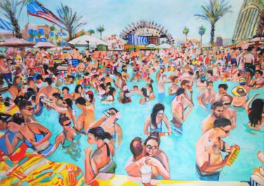Painting titled "Pool Party II " by Alexandra Djokic, Original Artwork, Acrylic