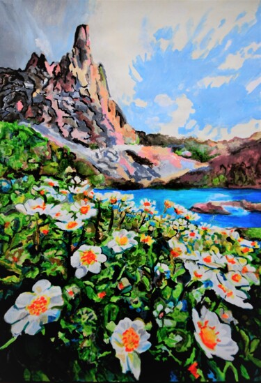 Painting titled "Mountain flowers " by Alexandra Djokic, Original Artwork, Acrylic