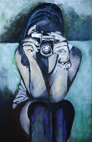 Ζωγραφική με τίτλο "Girl with camera " από Alexandra Djokic, Αυθεντικά έργα τέχνης, Ακρυλικό