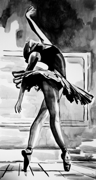 Dessin intitulée "Ballerina / 71 x 39…" par Alexandra Djokic, Œuvre d'art originale, Encre
