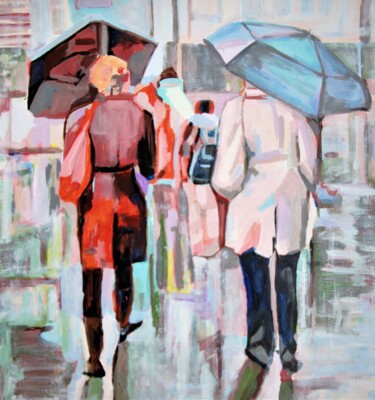 Painting titled "Under umbrella / 70…" by Alexandra Djokic, Original Artwork, Acrylic
