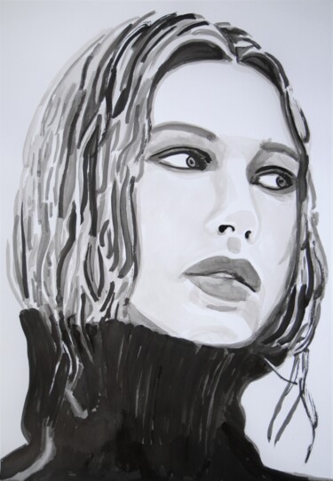 Drawing titled "Portrait of a young…" by Alexandra Djokic, Original Artwork, Ink