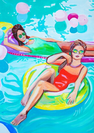 Painting titled "Pool Party IV " by Alexandra Djokic, Original Artwork, Acrylic