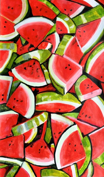 Painting titled "Watermelons " by Alexandra Djokic, Original Artwork, Acrylic