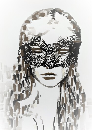 Painting titled "Venetian mask" by Alexandra Djokic, Original Artwork, Acrylic