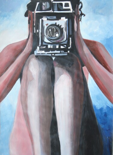 Peinture intitulée "Nude with camera " par Alexandra Djokic, Œuvre d'art originale, Acrylique