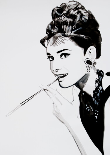 Dibujo titulada "Audrey " por Alexandra Djokic, Obra de arte original, Tinta