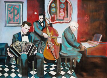Schilderij getiteld "Musicians" door Alexandra Djokic, Origineel Kunstwerk, Acryl