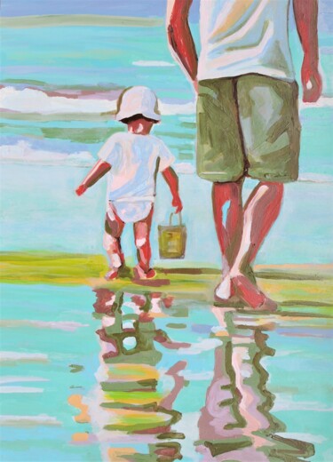 Painting titled "At the beach " by Alexandra Djokic, Original Artwork, Acrylic