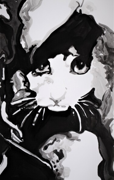 Рисунок под названием "Cat" - Alexandra Djokic, Подлинное произведение искусства, Чернила